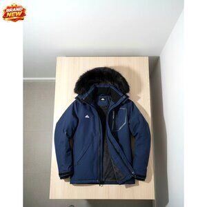 Men's Waterproof Ski Jacket with Fur Hood, Windproof Winter Snow Coat